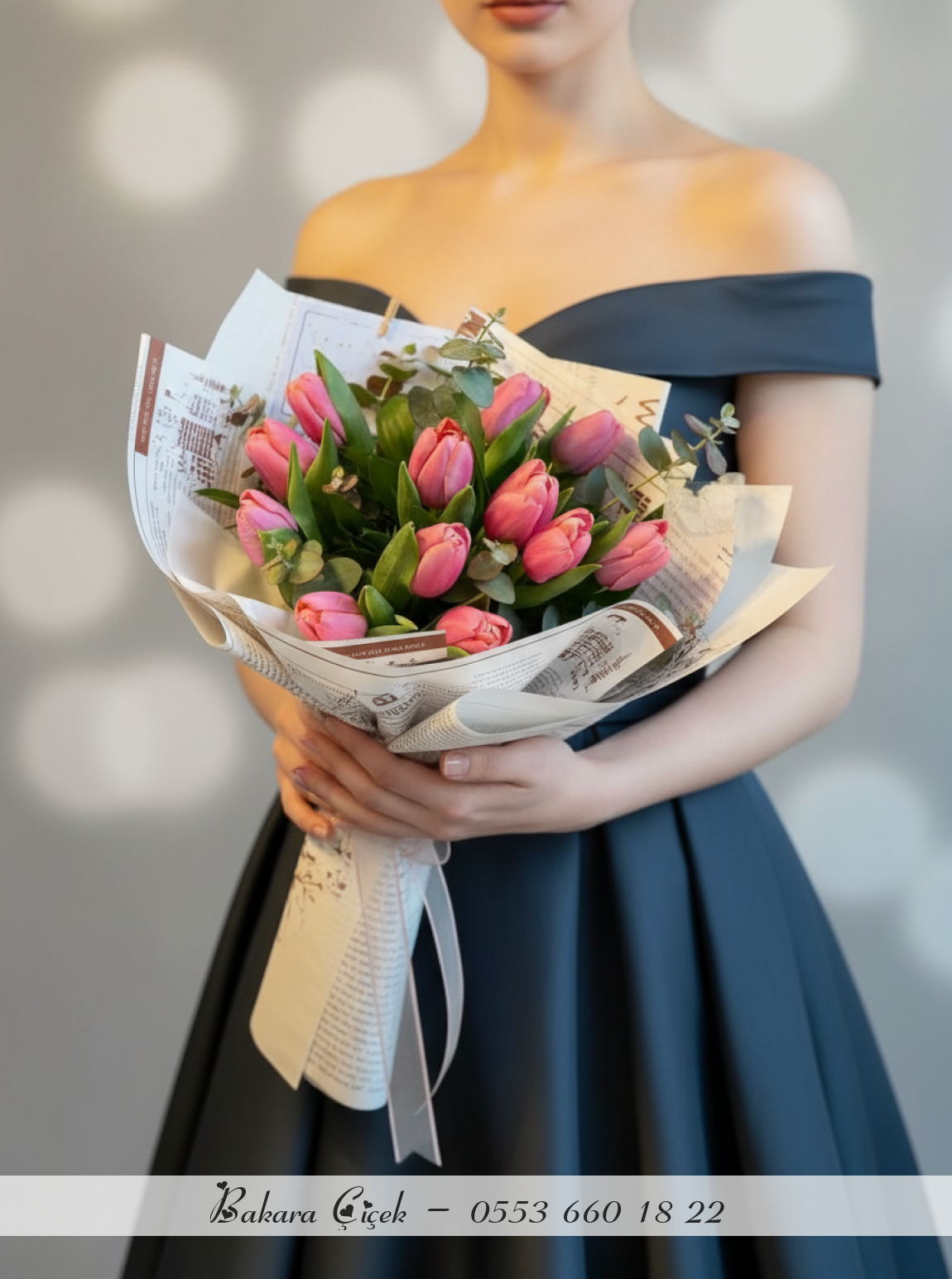 12 Adet Pembe Lale Buketi