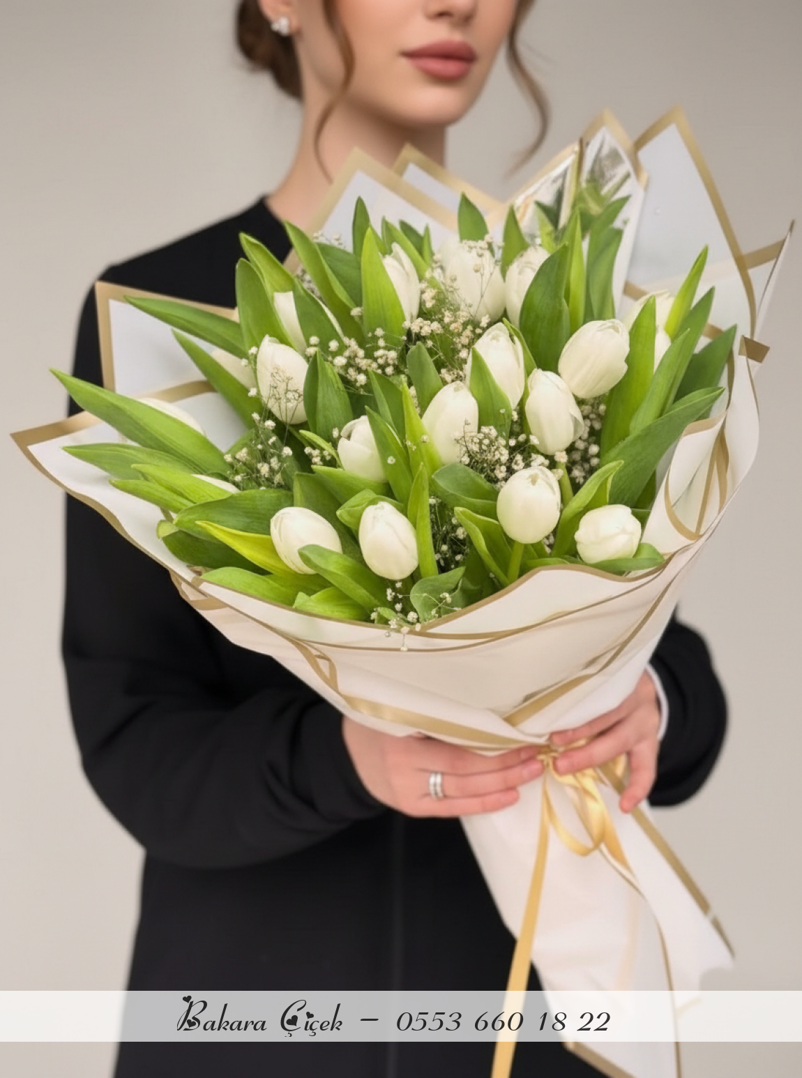 20 Adet Beyaz Lale Buketi