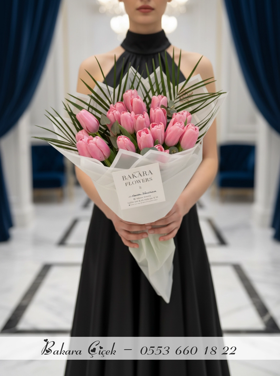 21'Li İthal Premium Pembe Lale Buketi