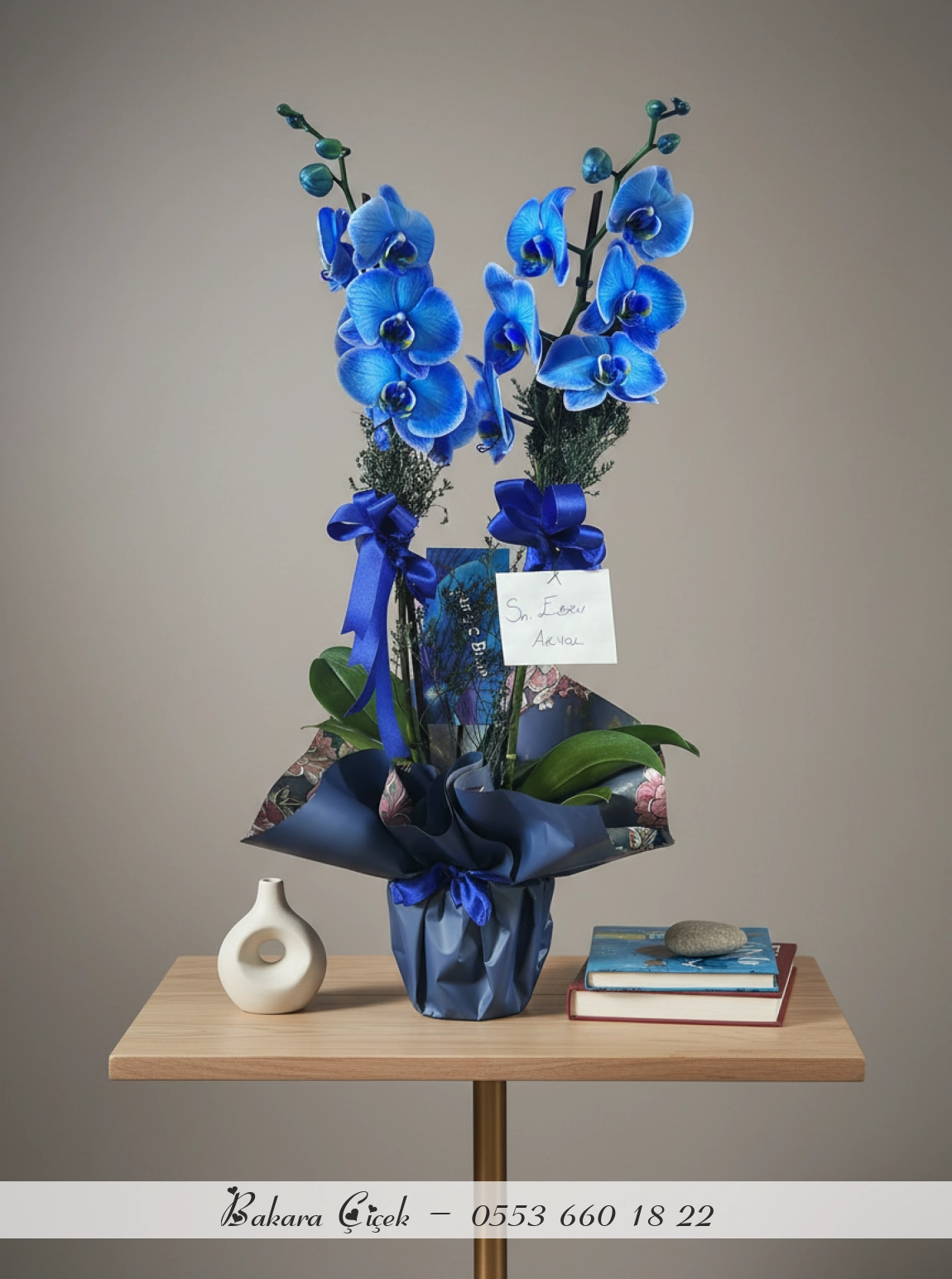 Çift Dallı Premium Mavi Orkide