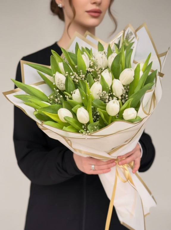 20 Adet Beyaz Lale Buketi