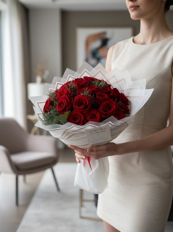 21’Li İri Kafa Gül Buketi