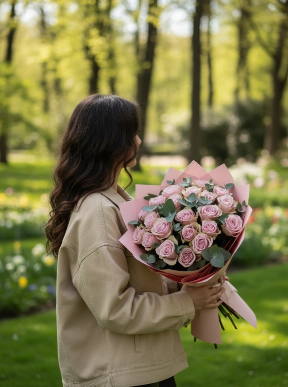21'Li İthal Pembe Gül Buketi
