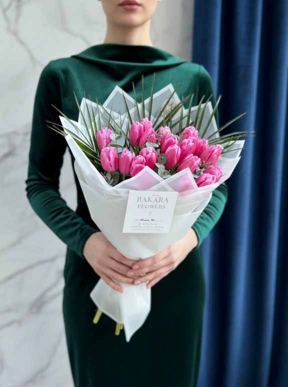 25'Li Premium Pembe Lale Buketi