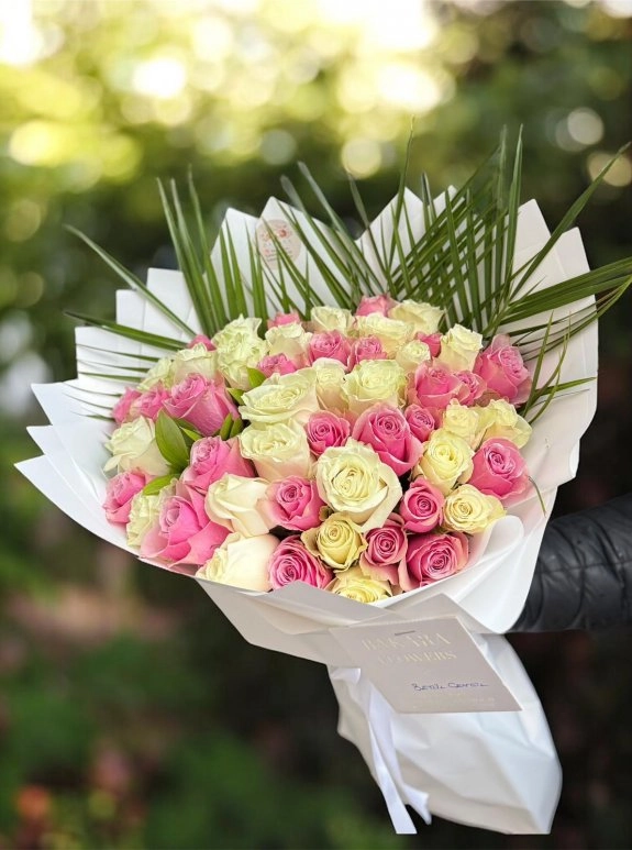 50 Adet Beyaz Pembe İthal Gül