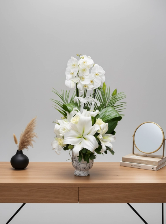 Beyaz Orkide Aranjman