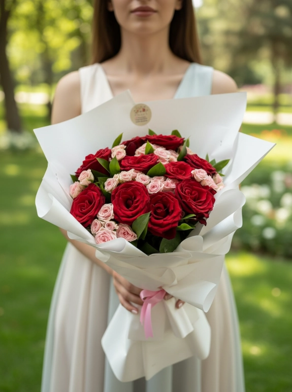 Explorer Kırmızı Gül Ve İthal Pembe Çardak Güller