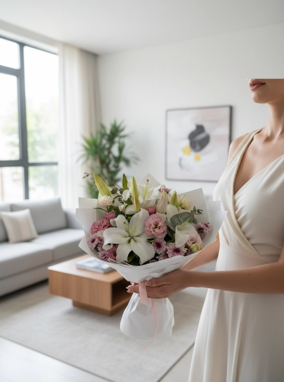 Lilyum Krizantem Buketi