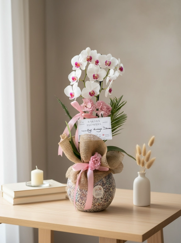 Akvaryum Seramikte  2 Dallı Orkide