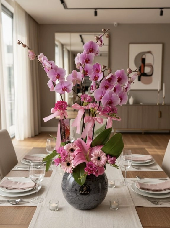 Premium Pembe Orkide Aranjman