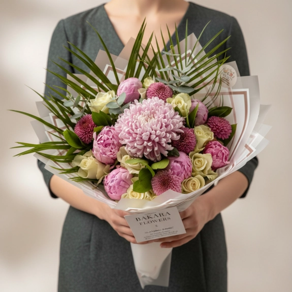 Şakayık Gül Ve Anastasia Buketi